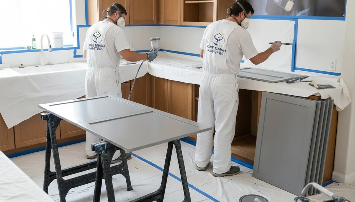 Cabinet painter in Miami, FL applying durable kitchen finish for humidity and salt air