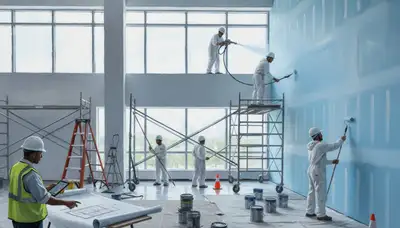 Miami commercial painting crew applying durable exterior coatings on a business building in Miami, FL