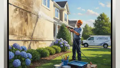 Miami, FL pressure cleaning service cleaning driveway and exterior for Miami Paint Pros