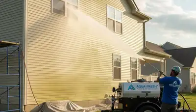 Vinyl siding pressure cleaning in Miami, FL removes algae and salt buildup on a home exterior