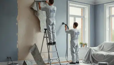 Wallpaper removal service in Miami, FL, by Miami Paint Pros preparing walls for a smooth finish