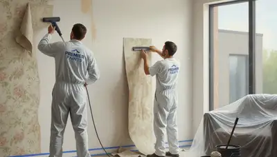 Professional wallpaper removal service in Miami, FL preparing walls for painting